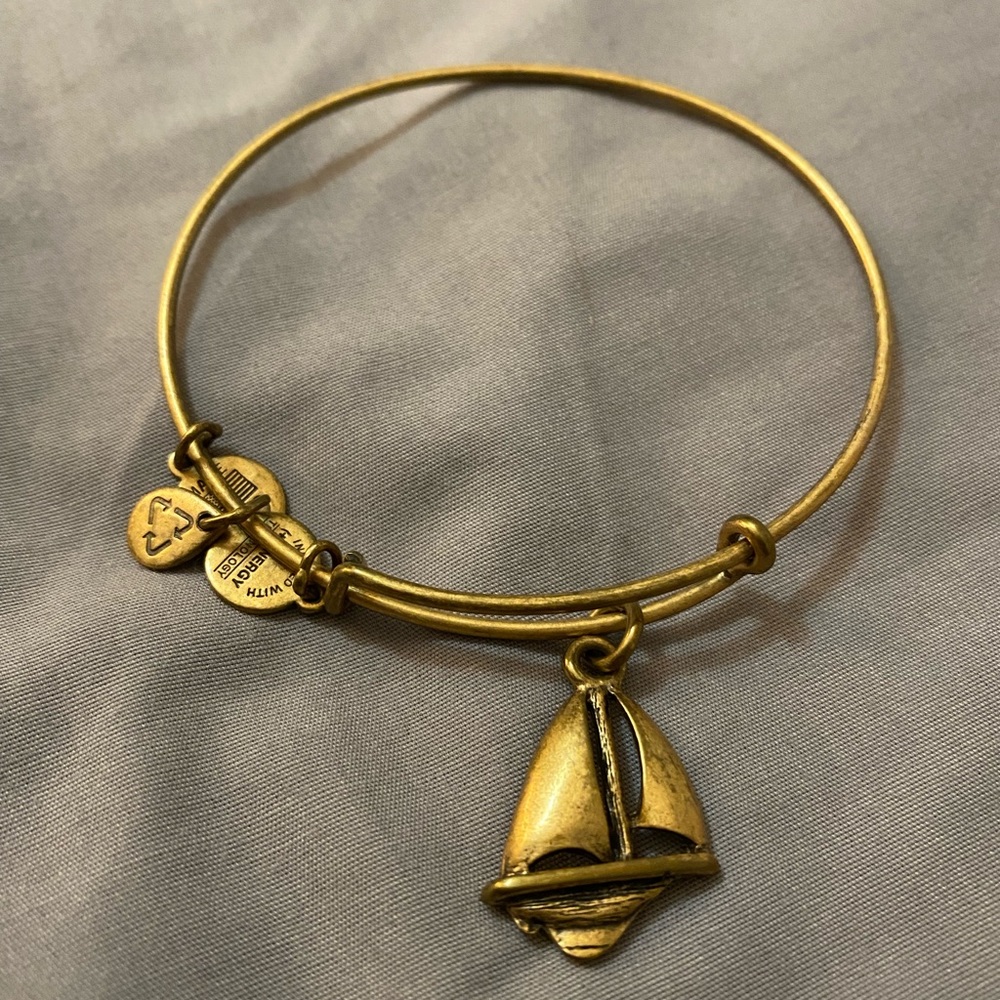 Gold Alex and Ani Sailboat Bracelet